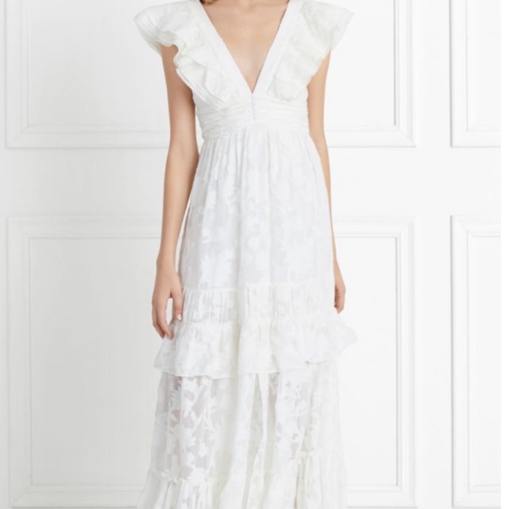 Rachel Zoe Violet Fil Coupe Gown in Ecru